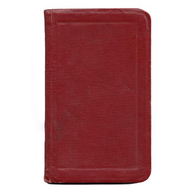 A plain red leather cover on a record book.