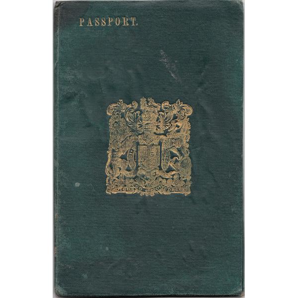 Couverture avant verte du passeport indien. « PASSEPORT » est inscrit en or, et il y a un écusson doré sur le devant. 