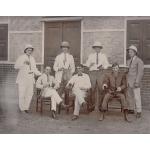 Group of oil drillers in Burma, outside their quarters