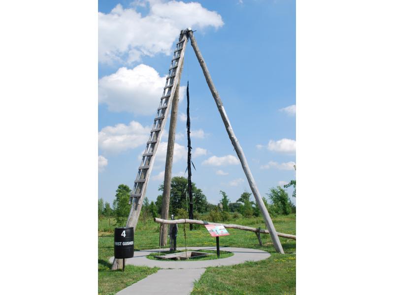 Spring-pole reconstructed at the location of the first commercial oil well in North America