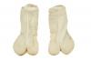 A pair of white cotton socks. The toe compartment is split into two sections.
